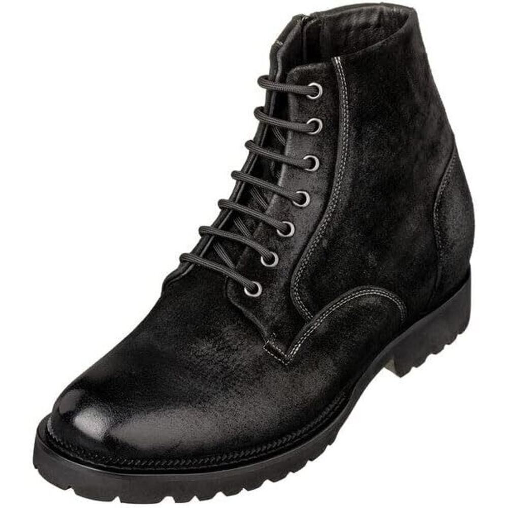 CALTO K24401 3" INVISIBLE‎ LIFT SUEDE LEATHER BLACK BOOTS SIZE 8 NWOB